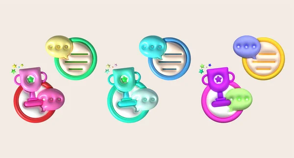 3D illustration Chat icon, talk about earning trophies.