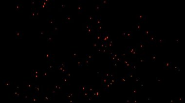 Yanan kırmızı kıvılcımlar dikişsiz döngüden yükselir, Siyah zemin üzerinde ateş parçacıkları