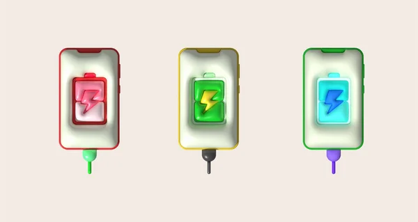 Illustration Mobile Phone Showing Charging Status Level Minimalist Style Icon — Stock Photo, Image