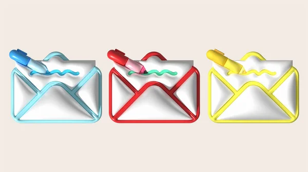 3D illustration. A pen to write a letter or email. text messaging concept