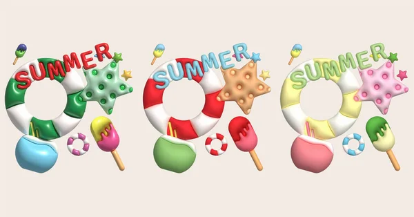 Illustration Icon Set Starfish Ice Cream Summer Design — Stock Photo, Image