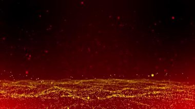 Kırmızı gradyan üzerinde 3d soyut turuncu kırmızı kıvılcım parçacıkları