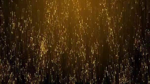 황금노란 입자의 추상적 움직임 배경에 갈색기울기 — 비디오