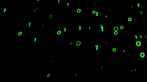 黒の背景に3D抽象粒子二進パターンデジタル技術緑 — ストック動画