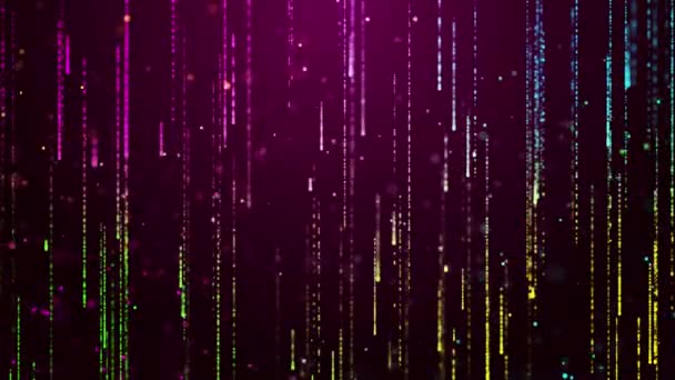 Abstrakte Mehrfarbige Partikel Auf Rosa Farbverlauf Hintergrund — Stockvideo