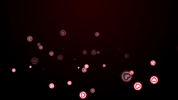 Red Heart Shaped Icon Particles Bouncing Ground Black Background — Stock Video