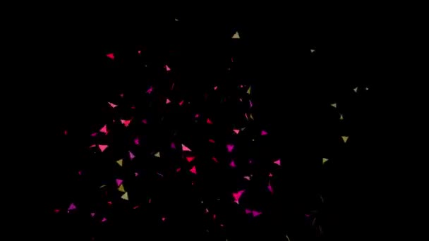 Partículas Confetti Multicoloridas Caindo Sobre Fundo Preto Explosões Confetti — Vídeo de Stock