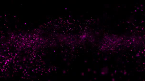 3D抽象デジタル技術黒の背景にピンクの光粒子をアニメーション — ストック動画