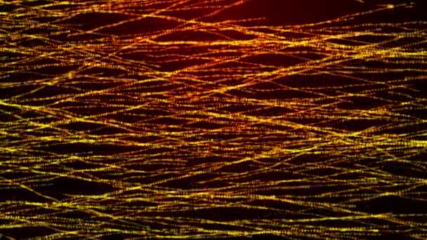 オレンジ色のグラデーションの背景にオレンジ色黄色の光粒子をアニメーション3D抽象デジタル技術 — ストック動画
