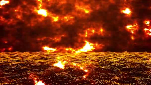 3D抽象的なピンクの光粒子煙赤勾配の背景に水リップル — ストック動画