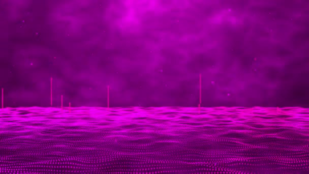 3D抽象的なピンクの光粒子煙ピンクのグラデーションの背景に水リップル — ストック動画