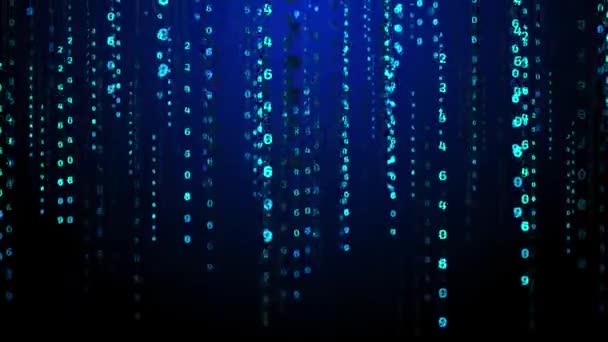 青のグラデーションの背景に青い光の粒子をアニメーション3D抽象デジタル技術 — ストック動画
