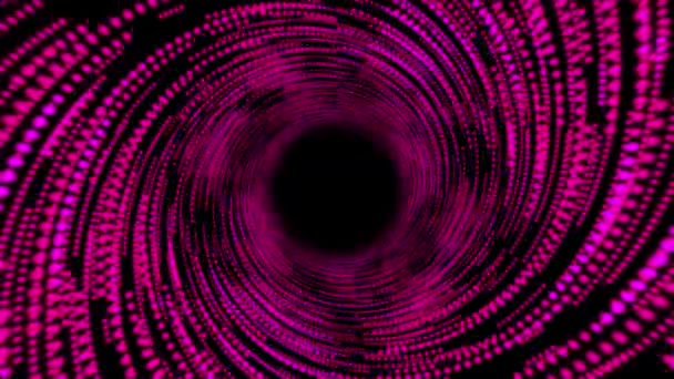3D抽象デジタル技術黒の背景にピンクの渦のアニメーション — ストック動画