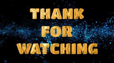 Metin Mavi parçacık arkaplanındaki altın 3d dijital teknolojiyi izlediğiniz için teşekkürler