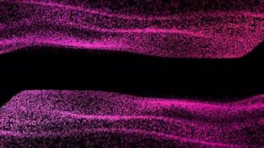 3D soyut dijital teknoloji siyah arkaplan üzerindeki pembe ışık parçacıklarını canlandırdı.