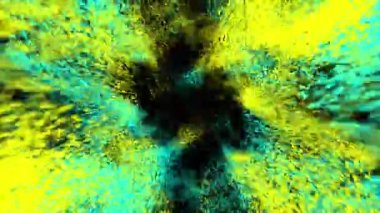 3D soyut dijital teknoloji siyah arkaplan üzerinde sarı-yeşil ışık parçacıkları canlandırdı.