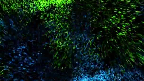 Abstrakte Digitaltechnologie Animierte Blau Grüne Lichtteilchen Auf Schwarzem Hintergrund — Stockvideo