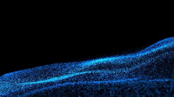 Абстрактні Цифрові Технології Анімовані Частинки Синього Світла Чорному Тлі — стокове відео