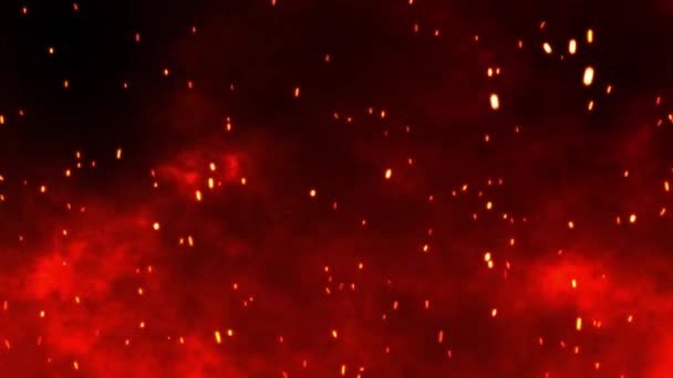 Палаючі Червоні Гарячі Іскри Піднімаються Вогню Безшовної Петлі Частинки Вогню — стокове відео