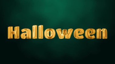 Metin Cadılar Bayramı 3D dijital teknolojisi yeşil arkaplanda canlandırıldı 