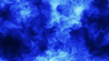Mavi duman bulutları mavi arkaplanda yavaşça hareket ediyor.