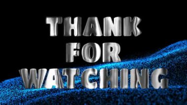 Metin Mavi parçacık arkaplanındaki gümüş 3D dijital teknolojiyi izlediğiniz için teşekkürler