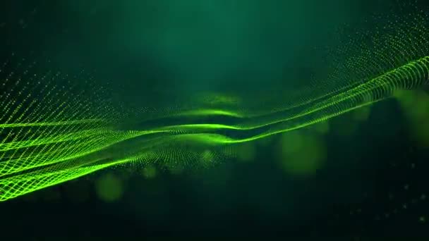 Tecnologia Digitale Astratta Animato Particelle Luce Verde Sfondo Gradiente Verde — Video Stock