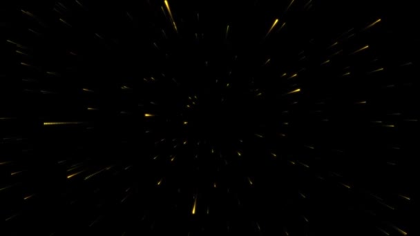 Αφηρημένη Ψηφιακή Τεχνολογία Zoom Κινούμενα Σωματίδια Κίτρινο Φως Μαύρο Φόντο — Αρχείο Βίντεο