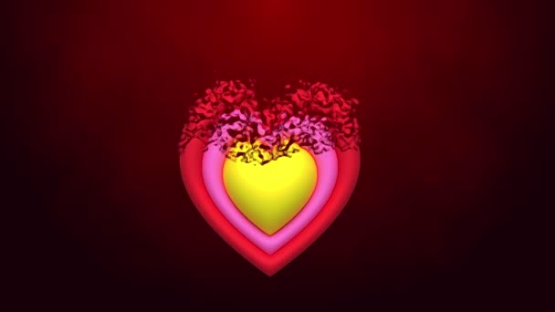 Animiertes Gebrochenes Rotes Herz Symbol Auf Rotem Hintergrund — Stockvideo