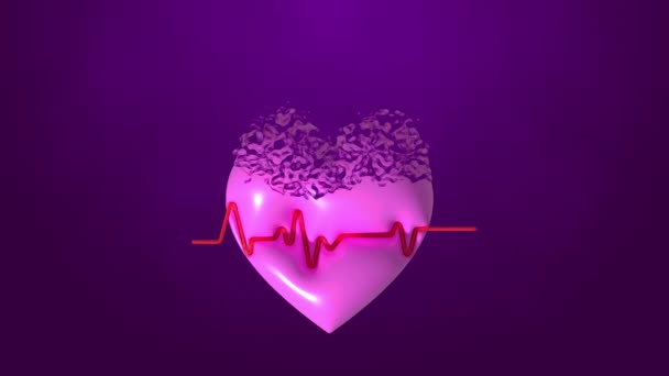 Анімовані Зламані Рожеві Значки Серця Рожевому Фоні — стокове відео