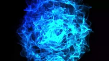 Siyah arkaplan üzerinde 3D soyut mavi ışık parçacıkları ses dalgası. Audio Spectrum Dancing, Ses Dalgası Canlandırması 