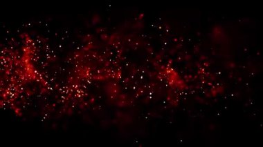 Yanan kırmızı kıvılcımlar dikişsiz döngüden yükselir, Kırmızı dumanla arka planda Ateş Parçacıkları 
