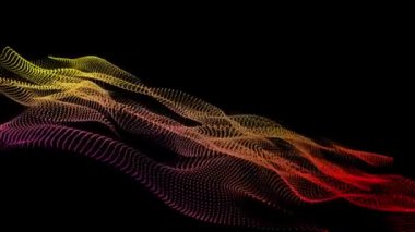 3D soyut dijital teknoloji siyah arkaplan üzerindeki çok renkli ışık parçacıklarını canlandırdı.