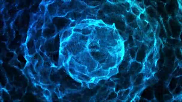 在黑色背景下的3D抽象蓝光粒子音频波形 音频频谱跳舞 声波动画 — 图库视频影像