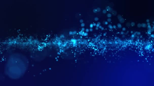 蓝色背景下的动画蓝光粒子三维抽象数字技术 — 图库视频影像