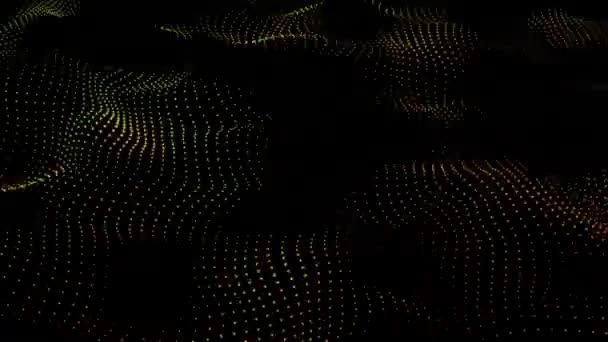 赤の背景にオレンジと黄色の光の粒子をアニメーション3D抽象デジタル技術 — ストック動画