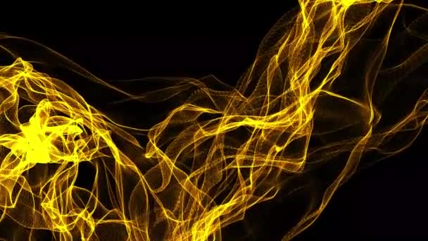 Abstrakcyjna Technologia Cyfrowa Animowane Żółto Pomarańczowe Cząstki Światła Czarnym Tle — Wideo stockowe