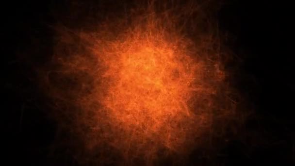 Abstrakcyjna Technologia Cyfrowa Animowane Pomarańczowo Czerwone Cząstki Światła Czarnym Tle — Wideo stockowe