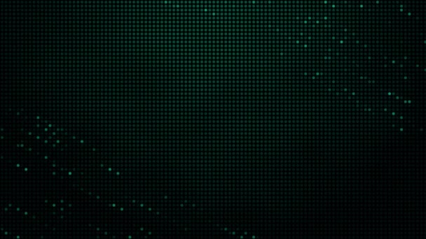 緑の背景に緑の粒子をアニメーション3D抽象デジタル技術 — ストック動画