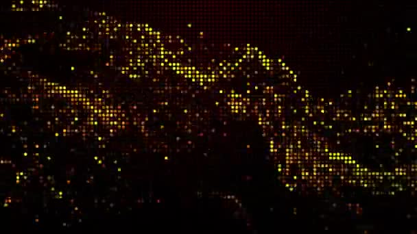 Abstrait Technologie Numérique Animé Jaune Orange Particules Sur Fond Noir — Video