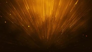 3D soyut dijital teknoloji turuncu zemin üzerinde turuncu-sarı ışık parçacıkları canlandırdı.
