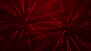 3D soyut dijital teknoloji kırmızı arkaplandaki kırmızı ışık parçacıklarını canlandırdı.