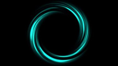 3D soyut dijital teknoloji siyah arkaplan üzerindeki çember yeşil ışığı canlandırdı. 