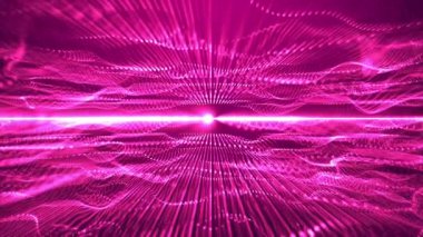 3D soyut dijital teknoloji pembe arkaplandaki pembe ışık parçacıklarını canlandırdı. 