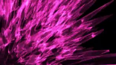 3D soyut dijital teknoloji siyah arkaplan üzerindeki pembe ışık parçacıklarını canlandırdı. 