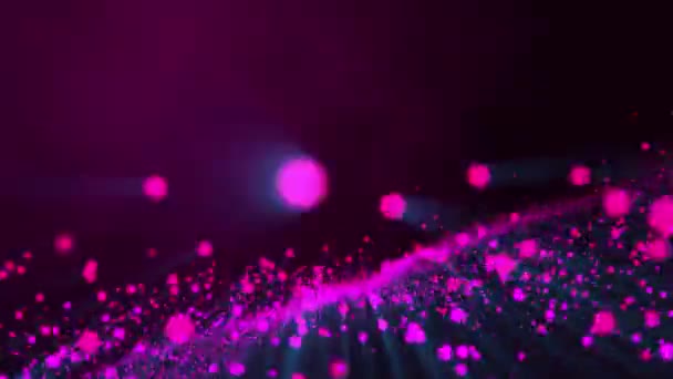 Αφηρημένη Ψηφιακή Τεχνολογία Κινούμενα Ροζ Φως Σωματίδια Ροζ Φόντο — Αρχείο Βίντεο