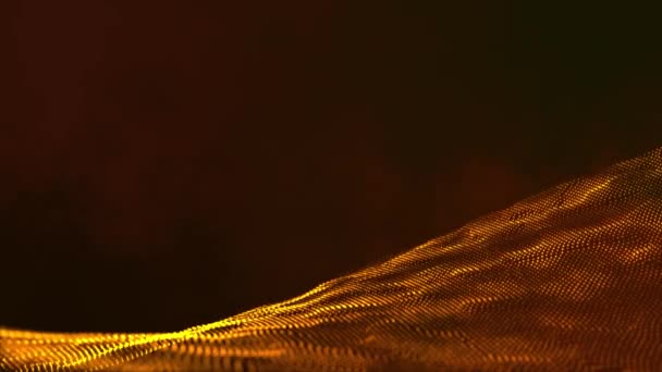 Абстрактные Цифровые Технологии Анимированные Оранжево Красные Частицы Света Красном Фоне — стоковое видео
