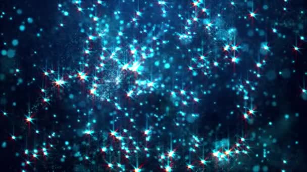 Abstrakcyjna Technologia Cyfrowa Animowana Gwiazda Niebieskie Cząstki Światła Czerwonym Tle — Wideo stockowe