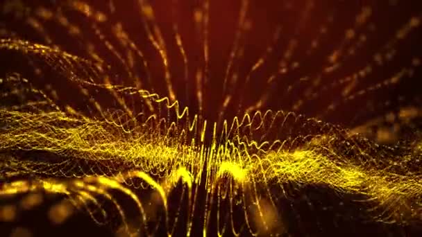 Teknologi Digital Abstrak Animasi Oranye Kuning Cahaya Partikel Pada Latar — Stok Video