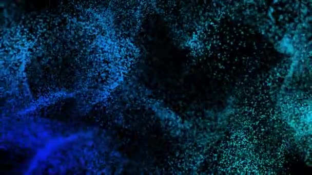 Абстрактні Цифрові Технології Анімовані Частинки Синього Світла Чорному Тлі — стокове відео